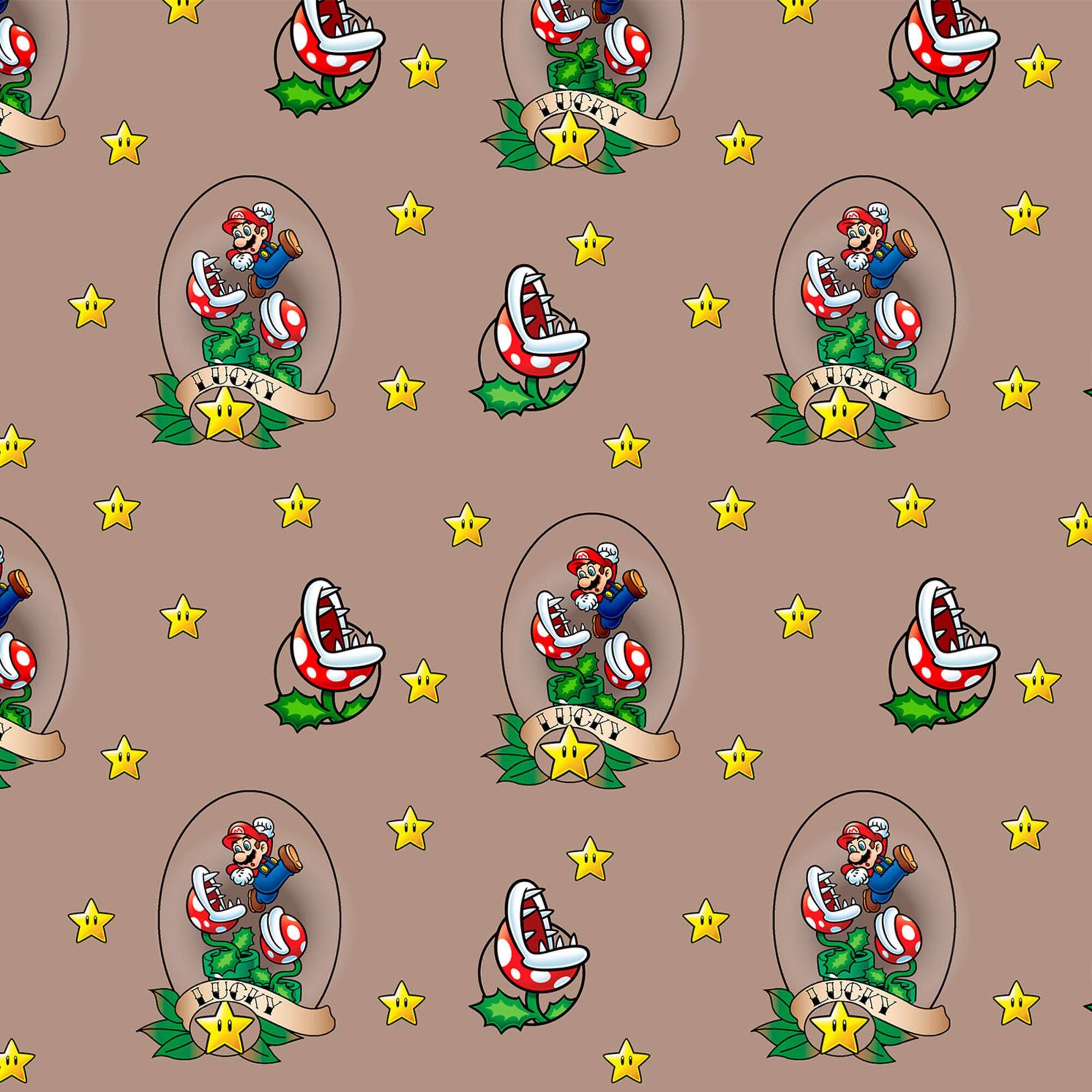 Nintendo® Brown Lucky Mario Cotton Fabric